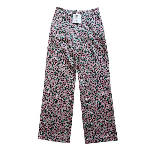 Kontatto Designer Made in Italy Pink Floral Printed Trousers Pants Size M NWT - Picture 1 of 11